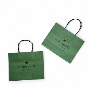 Kate Spade New York Green Paper Shopping Retail Bag Set of 2